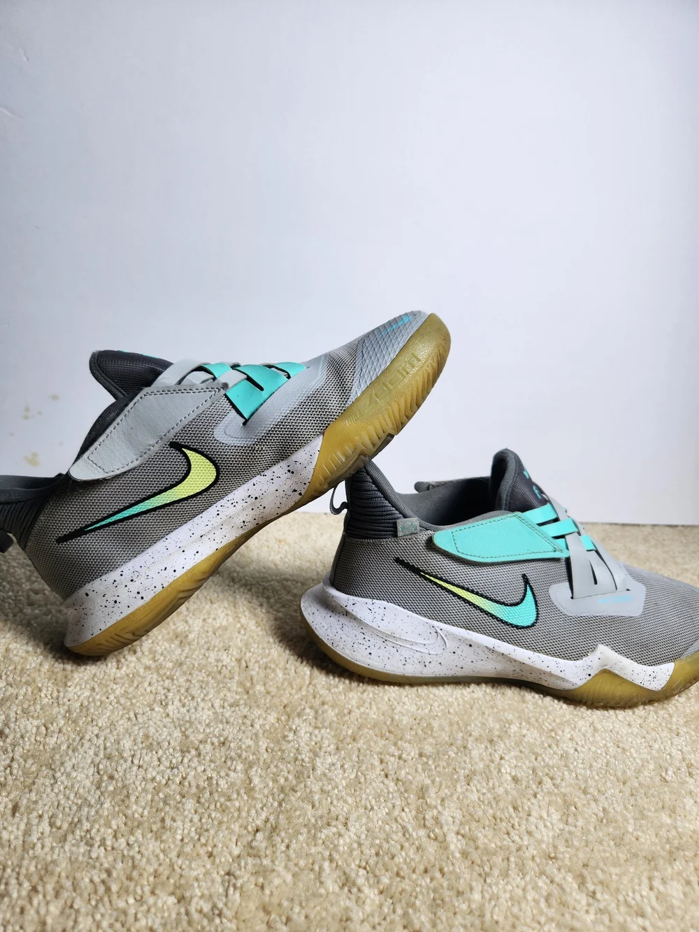 Nike Gray and Teal Slip-On Training Sneakers